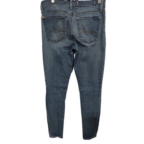 Womens 7 for all Mankind Size 4 Light Blue Skinny Fit Jeans - Picture 2 of 5